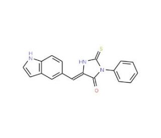 (5E)-5-(1H-Indol-5-ylmethylene)-2-mercapto-3-phenyl-3,5-dihydro-4H-imidazol-4-one - chemical structure image