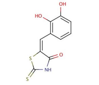 (5E)-5-(2,3-dihydroxybenzylidene)-2-mercapto-1,3-thiazol-4(5H)-one (CAS 590376-71-9) - chemical structure image