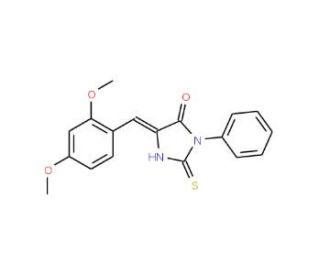 (5E)-5-(2,4-Dimethoxybenzylidene)-2-mercapto-3-phenyl-3,5-dihydro-4H-imidazol-4-one - chemical structure image