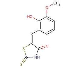 (5E)-5-(2-hydroxy-3-methoxybenzylidene)-2-mercapto-1,3-thiazol-4(5H)-one (CAS 99972-65-3) - chemical structure image