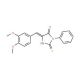 (5E)-5-(3,4-Dimethoxybenzylidene)-2-mercapto-3-phenyl-3,5-dihydro-4H-imidazol-4-one - chemical structure image