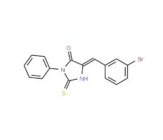 (5E)-5-(3-Bromobenzylidene)-2-mercapto-3-phenyl-3,5-dihydro-4H-imidazol-4-one - chemical structure image