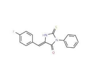 (5E)-5-(4-Fluorobenzylidene)-2-mercapto-3-phenyl-3,5-dihydro-4H-imidazol-4-one - chemical structure image