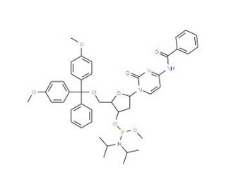 5&prime;-Dimethoxytrityl-N4-benzoyl-2&prime;-deoxycytidine-3&prime;-(methyl-N,N-diisopropyl)phosphoramidite (CAS 84416-83-1) - chemical structu