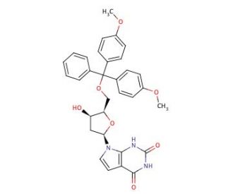 5&prime;-O-(4,4&prime;-Dimethoxytrityl)-7-deaza-2&prime;-deoxyxanthosine (CAS 869355-16-8) - chemical structure image