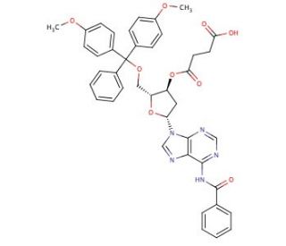 5&prime;-O-(4,4&prime;-Dimethoxytrityl)-N6-benzoyl-2&prime;-deoxyadenosine-3&prime;-O-succinic acid (CAS 74405-42-8) - chemical structure image