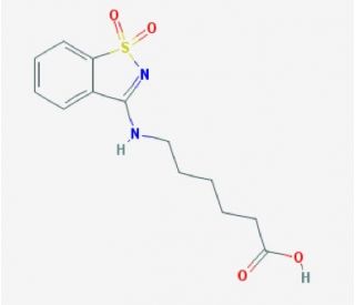 6-(1,1-Dioxo-1H-1lambda*6*-benzo[d]isothiazol-3-ylamino)-hexanoic acid - chemical structure image