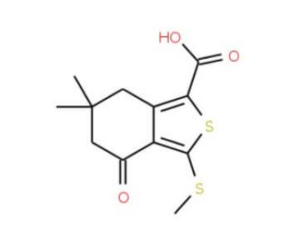 6,6-Dimethyl-3-(methylthio)-4-oxo-4,5,6,7-tetrahydrobenzo[c]thiophene-1-carboxylic acid (CAS 172516-41-5) - chemical structur