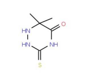 6,6-dimethyl-3-thioxo-1,2,4-triazinan-5-one (CAS 16992-40-8) - chemical structure image