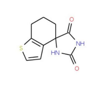 6,7-dihydro-2&prime;H,5H,5&prime;H-spiro[1-benzothiophene-4,4&prime;-imidazolidine]-2&prime;,5&prime;-dione (CAS 69300-50-1) - chemical structure image