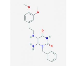 6-Amino-1-benzyl-5-[2-(3,4-dimethoxy-phenyl)-ethylamino]-1H-pyrimidine-2,4-dione - chemical structure image