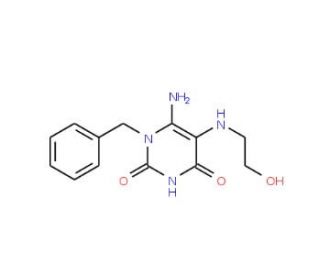 6-Amino-1-benzyl-5-(2-hydroxy-ethylamino)-1H-pyrimidine-2,4-dione - chemical structure image