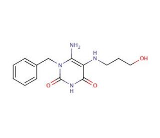 6-Amino-1-benzyl-5-(3-hydroxy-propylamino)-1H-pyrimidine-2,4-dione - chemical structure image