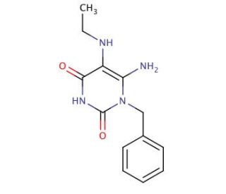 6-Amino-1-benzyl-5-ethylamino-1H-pyrimidine-2,4-dione (CAS 565193-15-9) - chemical structure image