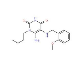 6-Amino-1-butyl-5-(2-methoxy-benzylamino)-1H-pyrimidine-2,4-dione - chemical structure image