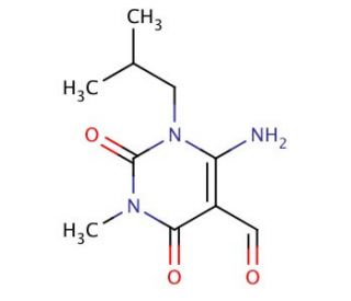 6-amino-1-isobutyl-3-methyl-2,4-dioxo-1,2,3,4-tetrahydropyrimidine-5-carbaldehyde - chemical structure image