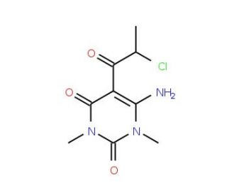 6-amino-5-(2-chloropropanoyl)-1,3-dimethylpyrimidine-2,4(1H,3H)-dione - chemical structure image