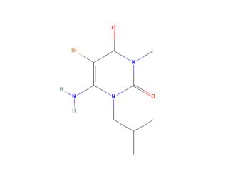 6-Amino-5-bromo-1-isobutyl-3-methyl-1H-pyrimidine-2,4-dione (CAS 58481-38-2) - chemical structure image
