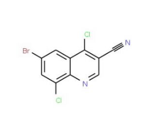 6-Bromo-4,8-dichloro-quinoline-3-carbonitrile (CAS 886362-77-2) - chemical structure image
