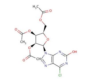 6-Chloro-2-hydroxy-9-(2&prime;,3&prime;,5&prime;-tri-O-acetyl-&beta;-D-ribofuranosyl)purine (CAS 161923-50-8) - chemical structure image