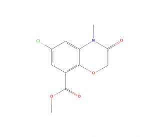 6-Chloro-3,4-dihydro-4-methyl-3-oxo-2H-1,4-benzoxazine-8-carboxylic Acid Methyl Ester (CAS 141761-83-3) - chemical structure