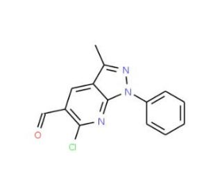 6-Chloro-3-methyl-1-phenyl-1H-pyrazolo[3,4-b]pyridine-5-carbaldehyde (CAS 81933-75-7) - chemical structure image