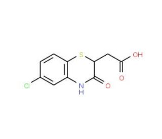 (6-chloro-3-oxo-3,4-dihydro-2H-1,4-benzothiazin-2-yl)acetic acid (CAS 7190-20-7) - chemical structure image