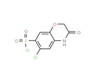6-chloro-3-oxo-3,4-dihydro-2H-1,4-benzoxazine-7-sulfonyl chloride - chemical structure image