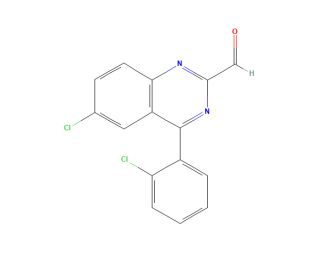 6-Chloro-4-(2-chlorophenyl)-2-quinazolinecarboxaldehyde (CAS 93955-15-8) - chemical structure image