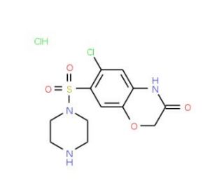 6-chloro-7-(piperazin-1-ylsulfonyl)-2H-1,4-benzoxazin-3(4H)-one hydrochloride - chemical structure image
