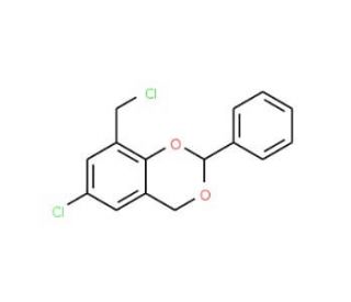 6-chloro-8-(chloromethyl)-2-phenyl-4H-1,3-benzodioxine (CAS 92436-45-8) - chemical structure image