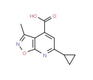 6-cyclopropyl-3-methylisoxazolo[5,4-b]pyridine-4-carboxylic acid (CAS 923258-65-5) - chemical structure image