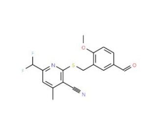 6-(Difluoromethyl)-2-[(5-formyl-2-methoxybenzyl)-thio]-4-methylnicotinonitrile - chemical structure image