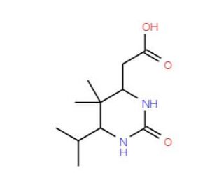 (6-Isopropyl-5,5-dimethyl-2-oxohexahydropyrimidin-4-yl)acetic acid - chemical structure image