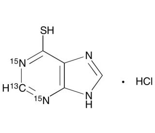 6-Mercaptopurine-13C,15N2 (CAS 207729-57-5) - chemical structure image