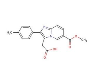 6-(Methoxycarbonyl)-2-(4-methylphenyl)imidazo[1,2-a]pyridine-3-acetic Acid, (CAS 917252-80-3) - chemical structure image