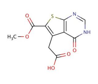 [6-(methoxycarbonyl)-4-oxo-3,4-dihydrothieno[2,3-d]pyrimidin-5-yl]acetic acid - chemical structure image