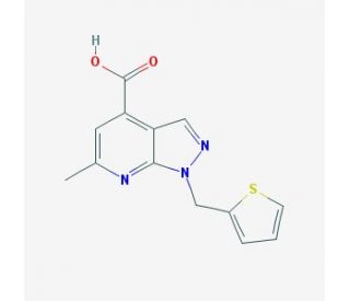 6-methyl-1-(thien-2-ylmethyl)-1H-pyrazolo[3,4-b]pyridine-4-carboxylic acid - chemical structure image