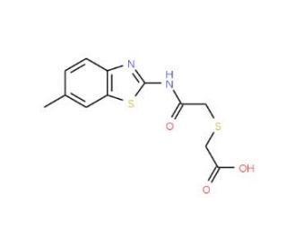 [(6-Methyl-benzothiazol-2-ylcarbamoyl)-methyl-sulfanyl]-acetic acid (CAS 332383-09-2) - chemical structure image