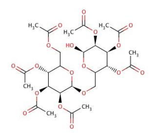 6-O-(2,3,4,6-Tetra-O-acetyl-&beta;-D-glucopyranosyl)-D-glucose 2,3,4-Triacetate (CAS 56253-33-9) - chemical structure image