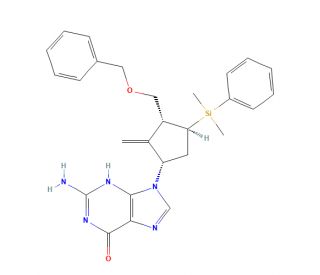 6-O-Benzyl-4-dehydroxy-4-dimethylphenylsilyl Entecavir (CAS 649761-24-0) - chemical structure image