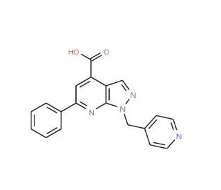 6-phenyl-1-(pyridin-4-ylmethyl)-1H-pyrazolo[3,4-b]pyridine-4-carboxylic acid - chemical structure image