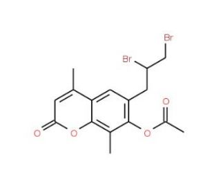 7-Acetoxy-6-(2,3-dibromopropyl)-4,8-dimethylcoumarin (CAS 3993-46-2) - chemical structure image