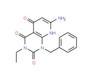 7-Amino-1-benzyl-3-ethyl-1H,8H-pyrido[2,3-d]pyrimidine-2,4,5-trione - chemical structure image