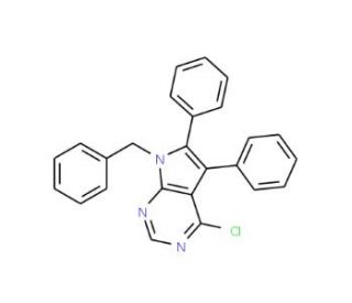 7-Benzyl-4-chloro-5,6-diphenyl-7H-pyrrolo-[2,3-d]pyrimidine (CAS 173458-82-7) - chemical structure image