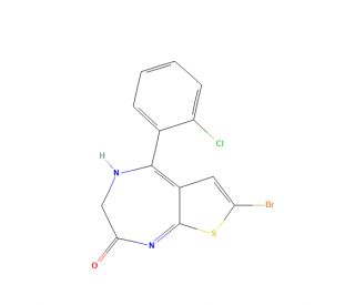 7-Bromo-5-(2-chlorophenyl)-1,3-dihydro-2H-thieno[2,3-e]-1,4-diazepin-2-one (CAS 40017-65-0) - chemical structure image