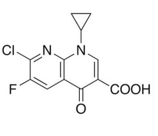 7-Chloro-1-cyclopropyl-6-fluoro-4-oxo-1,4-dihydro-[1,8]naphthyridine-3-carboxylic Acid (CAS 100361-18-0) - chemical structure