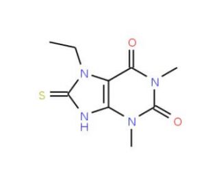 7-Ethyl-8-mercapto-1,3-dimethyl-3,7-dihydro-purine-2,6-dione (CAS 335403-18-4) - chemical structure image