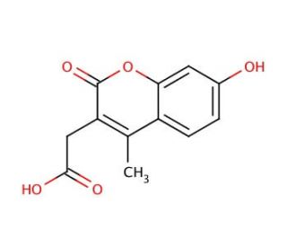 7-Hydroxy-4-methyl-3-coumarinylacetic acid (CAS 5852-10-8) - chemical structure image