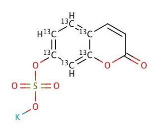 7-Hydroxy Coumarin-13C6 Sulfate Potassium Salt (CAS 1135316-80-1 (unlabeled)) - chemical structure image